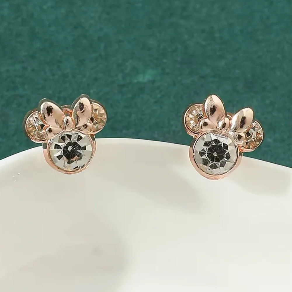 Rose Gold Filled Minnie Mouse Cubic Zirconia Earrings